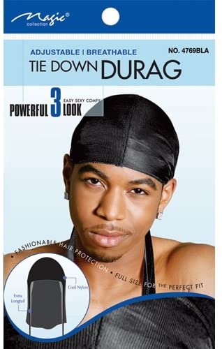 Black Tie Down Durag