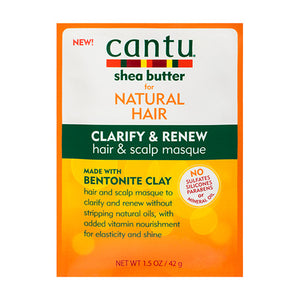 Cantu Natural Hair Bentonite Clay Clarify & Renew Hair & Scalp Masque Packet  1.5oz