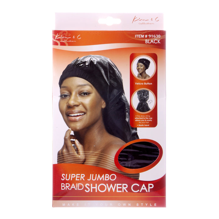 Super Jumbo Braid Shower Cap- Black